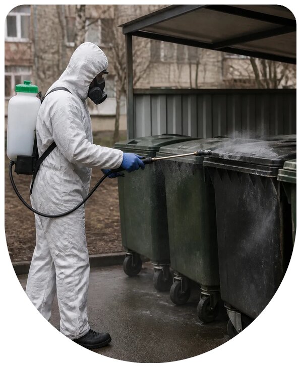 Санитарная обработка мусорных контейнеров и площадок в Биробиджане